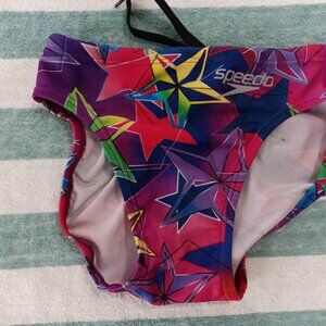 JAPANESE COMPETITIVE SWIM BRIEF, BRIGHT STARS PATTERN, ASIAN SIZE "L" (*)